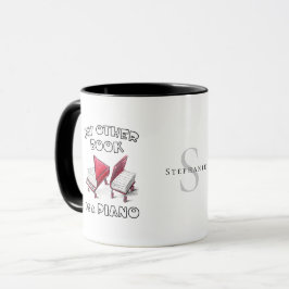 Taza Moderno libro de monograma dibujo de piano 📚 pers