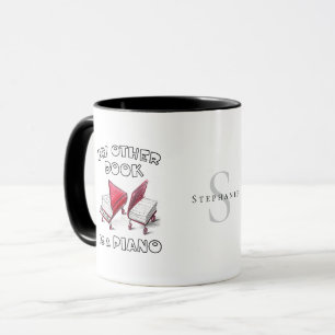 Taza Moderno libro de monograma dibujo de piano 📚 pers