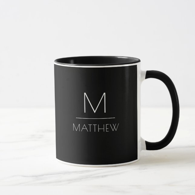 Taza Moderno Mínimo Negro Y Blanco Personalizado (Derecha)
