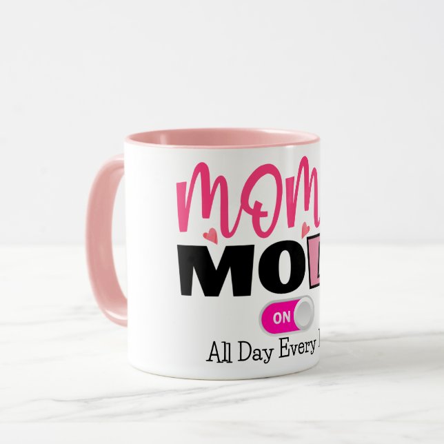 Taza Moderno Modo Mamá Café Corazón Rosa (Anverso izquierdo)
