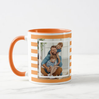 Taza Moderno Naranja mínimo y franjas blancas 2 foto