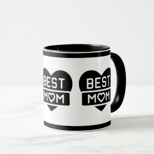 Taza Moderno negro mejor mamá feliz corazón del día de 