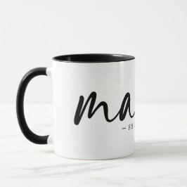 Taza Moderno Oriente Negro, Año Texto MAMA Blanco