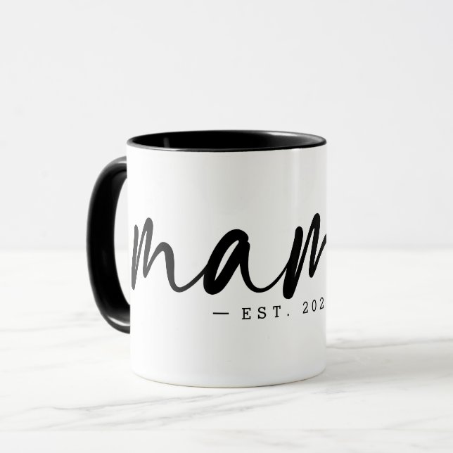 Taza Moderno Oriente Negro, Año Texto MAMA Blanco (Anverso izquierdo)