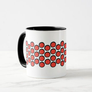 Taza Moderno Rojo y Negro con Lunares Negros y Gruesos