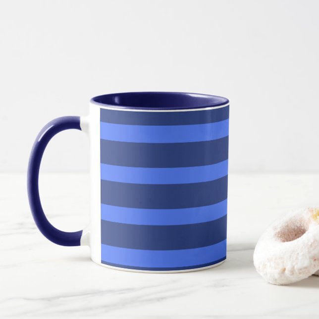 Taza Moderno Sencillo De Dos Tonos Banda Geométrica Mar (Con donut)