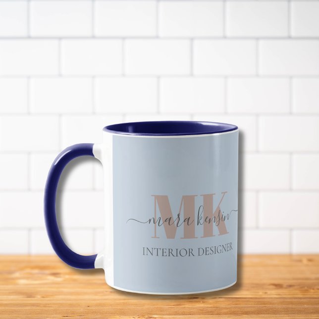 Taza Modert Mocha Mousse Monograma Azul Polvo (Subido por el creador)
