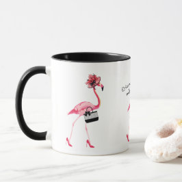 Taza ¡Modo de Jubilación! Flamingo rosa con clase de mo