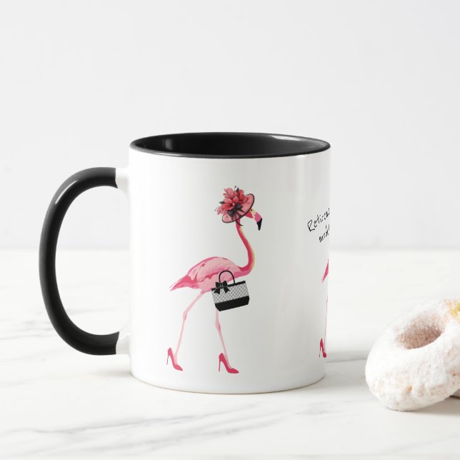 Taza ¡Modo de Jubilación! Flamingo rosa con clase de mo (Con donut)
