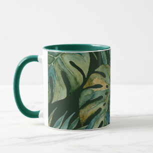 Taza Moku Island Monstera Acuarela Hawaiana - Verde