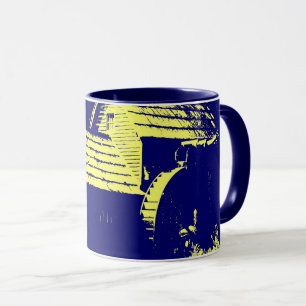 Taza Molino azul amarillo y naval