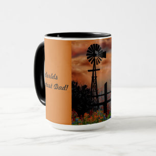 Taza Molino De Viento Y Luna Naranja