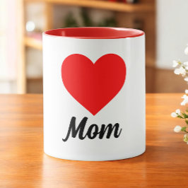 Taza Mom - Classic Red Heart Typography