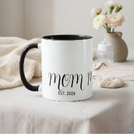 Taza Mom Established Black Script New Mom Gift