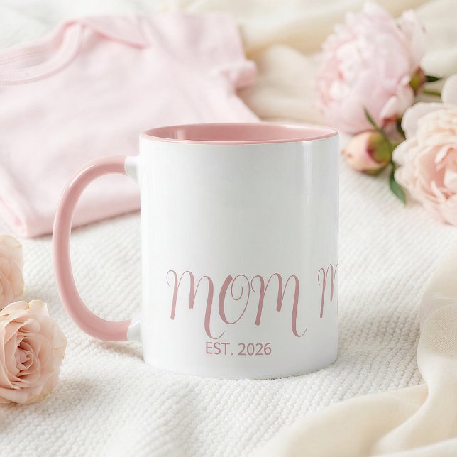Taza Mom Established Sweet Pink Script New Mom Gift  (Subido por el creador)