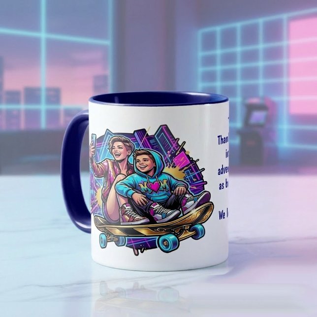 Taza Mom & Son: Neon Drive Personalized Mug (Subido por el creador)