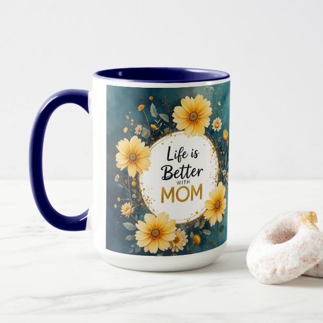 Taza MOM Yellow Wildflowers Butterflies (Con donut)