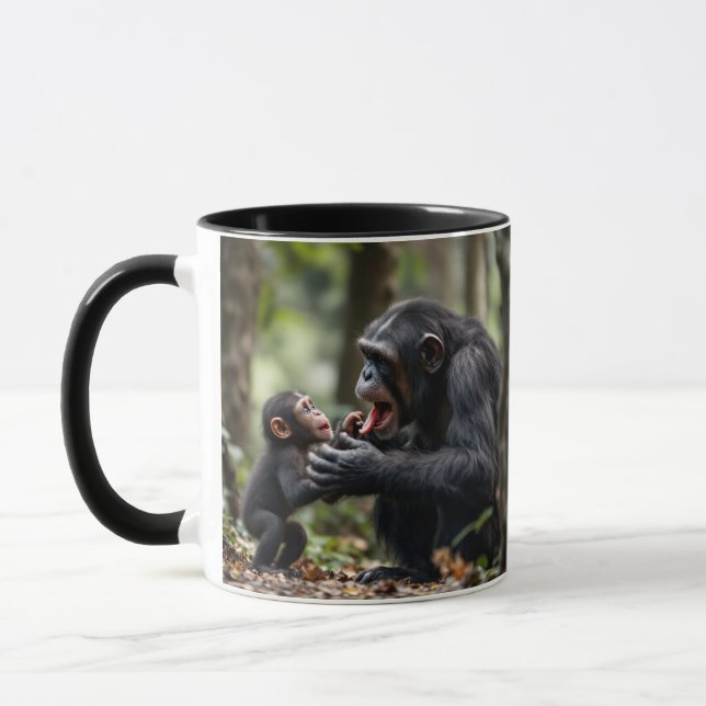 Taza Moments tendres entre un bébé chimpanzé et sa mère (Izquierda)