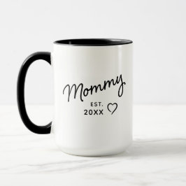 Taza Mommy Black and White Minimalist Est Year 