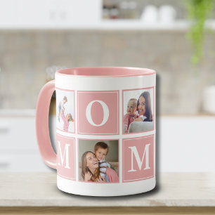 Taza Mommy Collage Script 5 Photos for Mom Pink