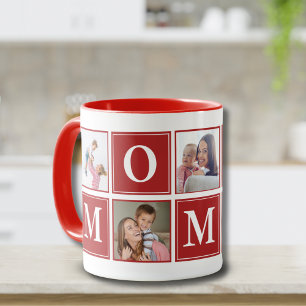 Taza Mommy Collage Script 5 Photos for Mom Red