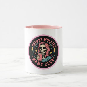 Taza Moms Club Skull Desordenado Mamá Vida