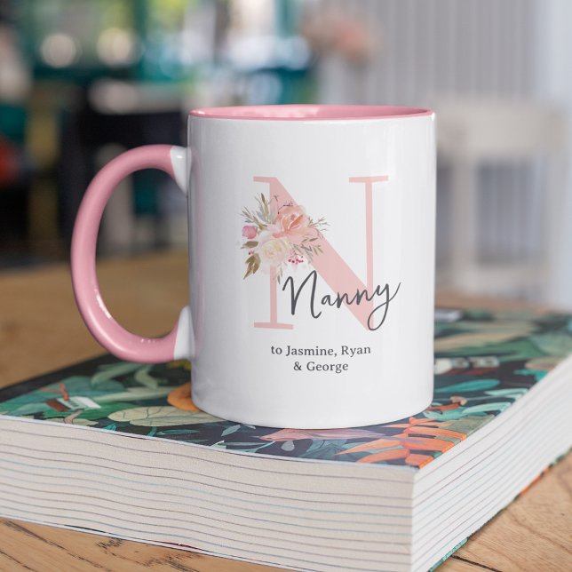 Taza Mona Inicial Floral Encantadora para Nana (Subido por el creador)