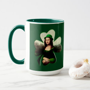 Taza Mona Lisa Día de San Patricio Trébol