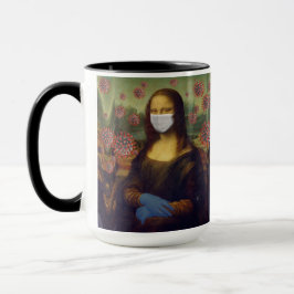 Taza Mona Lisa Jugando A Salvo Alrededor De Coronavirus