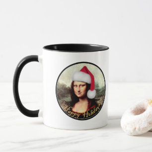 Taza Mona Lisa Santa Sombrero Navidad