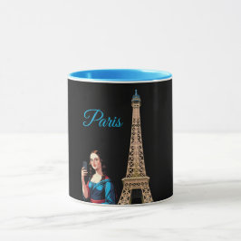 TAZA MONA LISA TOMANDO SELFIE SURREALISTA PARÍS