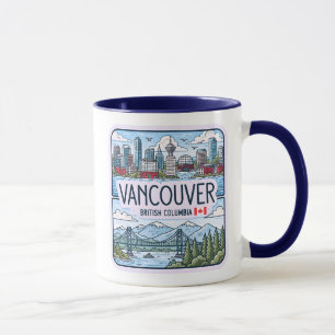 Taza Mona Vancouver BC Canadá Silueta Urbana Pastel