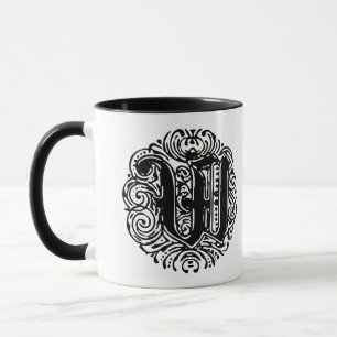 Taza Monarquia Monograma W Alfabeto inicial W