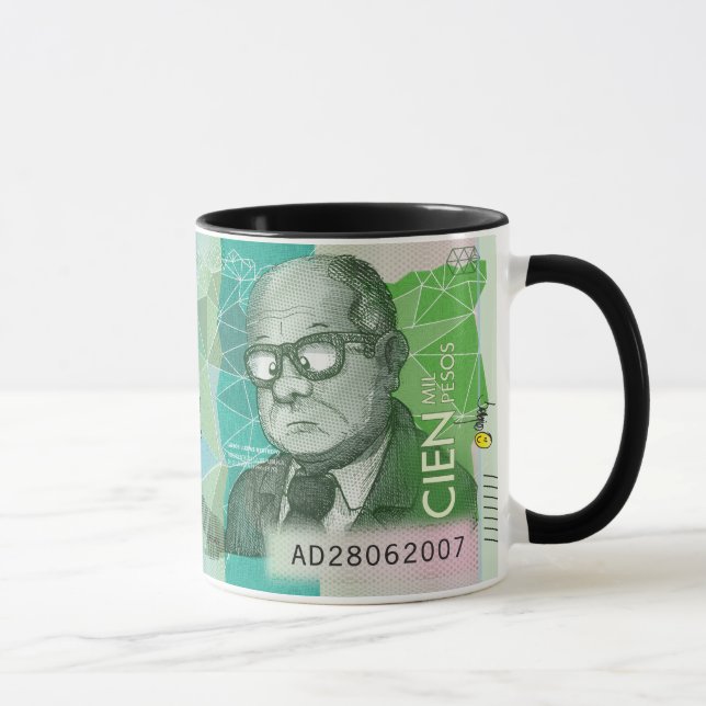 Taza Moneda colombiana Cartoon Café Mug 100.000 pesos (Derecha)