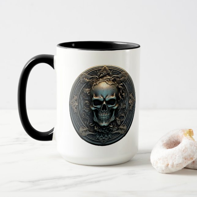 Taza Moneda de cráneo 3D (Con donut)