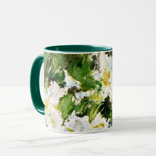 Taza Monet - Clematis blancos, famoso cuadro floral (Anverso izquierdo)