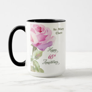 Taza Monja Cumpleaños 65 Personalizado Rosa Rosado