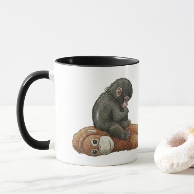 Taza Monkey Punch, Baby Monkey Orangutan Hug  (Con donut)