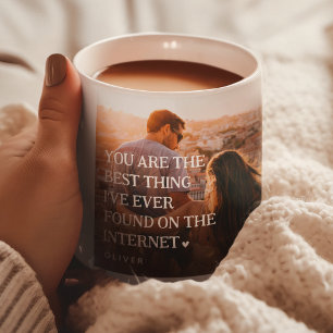 Taza Mono Afiche de Colage de 4 Fotos de Pareja Diverti