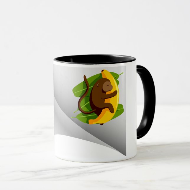 Taza mono con banana bajo el parche (Anverso derecho)