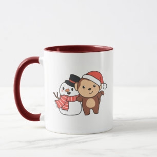 Taza Mono Con Snowman En Invierno Para Navidades