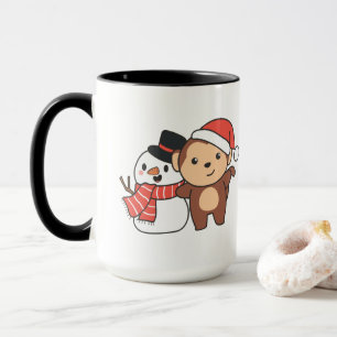 Taza Mono Con Snowman En Invierno Para Navidades