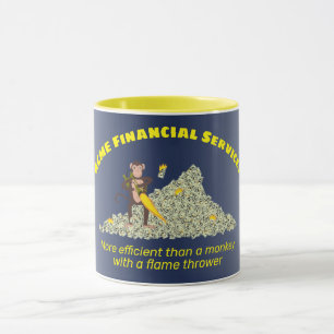 Taza Mono con un flametrower quema una pipa de dinero