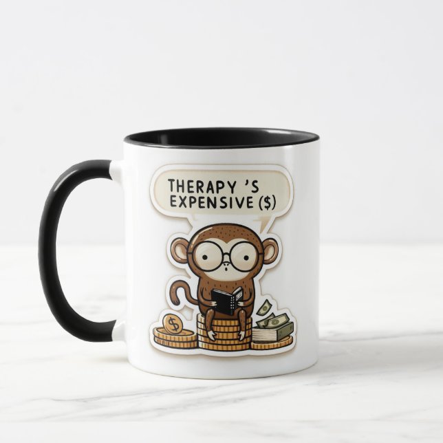 Taza Mono inteligente - Divertido "La terapia es costos (Izquierda)