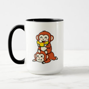 Taza Mono Lindo Comiendo Sandía Arte Divertido de Apila