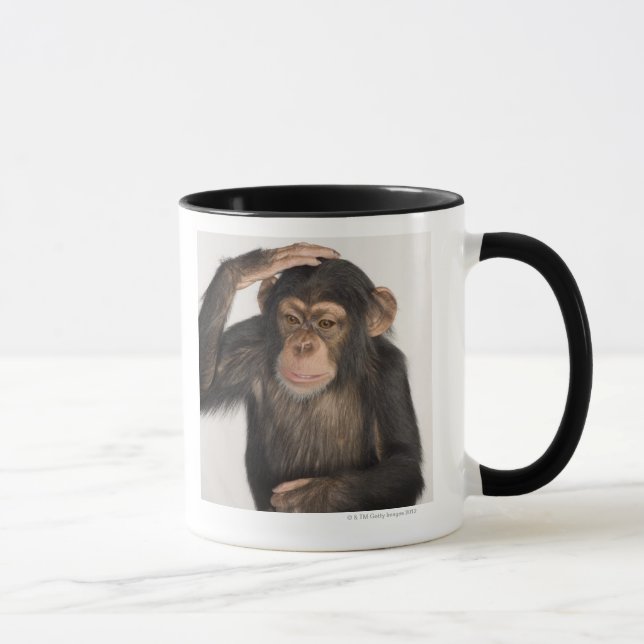 Taza Mono que rasguña su cabeza (Derecha)