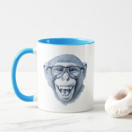 Taza Mono riéndose con gafas