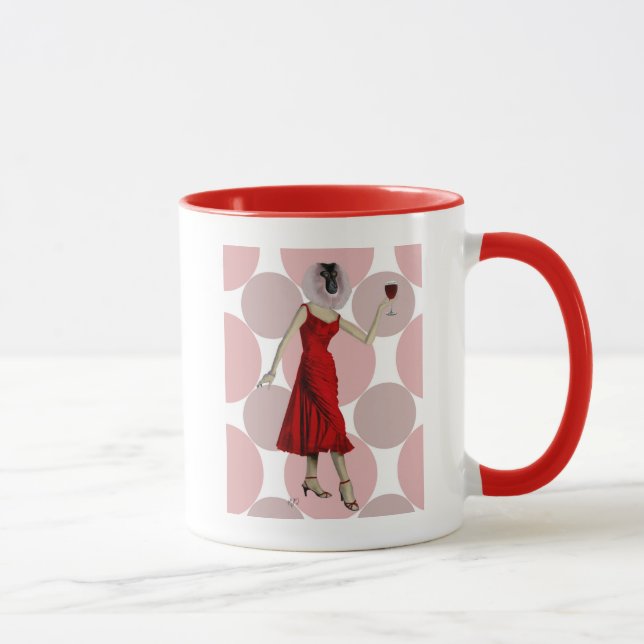 Taza Mono vestido de rojo con vino (Derecha)