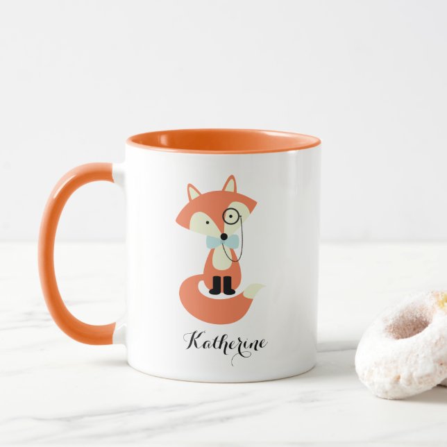 Taza Monocle Hipster Red Fox (Con donut)