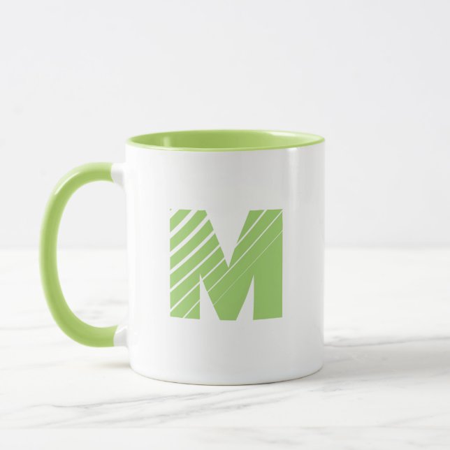 Taza Monogram Bold Modern Lime Green White Mug (Izquierda)